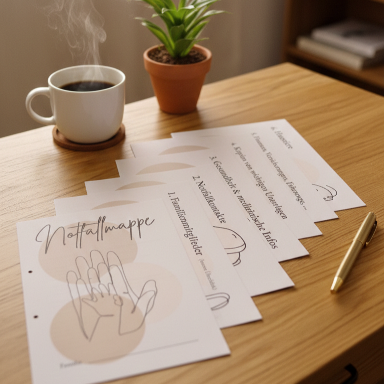 Notfallmappe Familie für bis zu 8 Personen – Vorsorge-Set oder Einleger