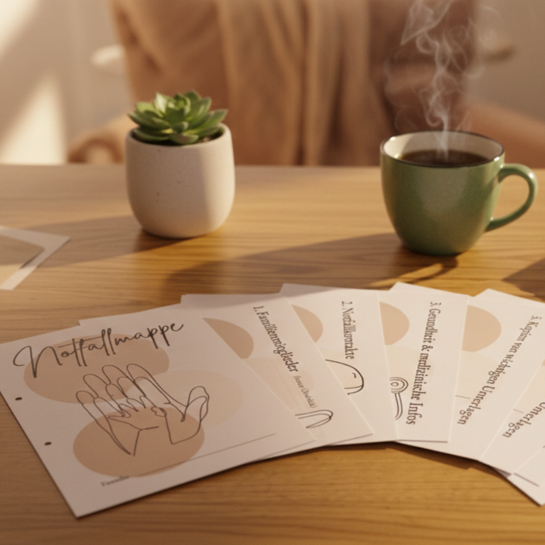 Notfallmappe Familie für bis zu 8 Personen – Vorsorge-Set oder Einleger