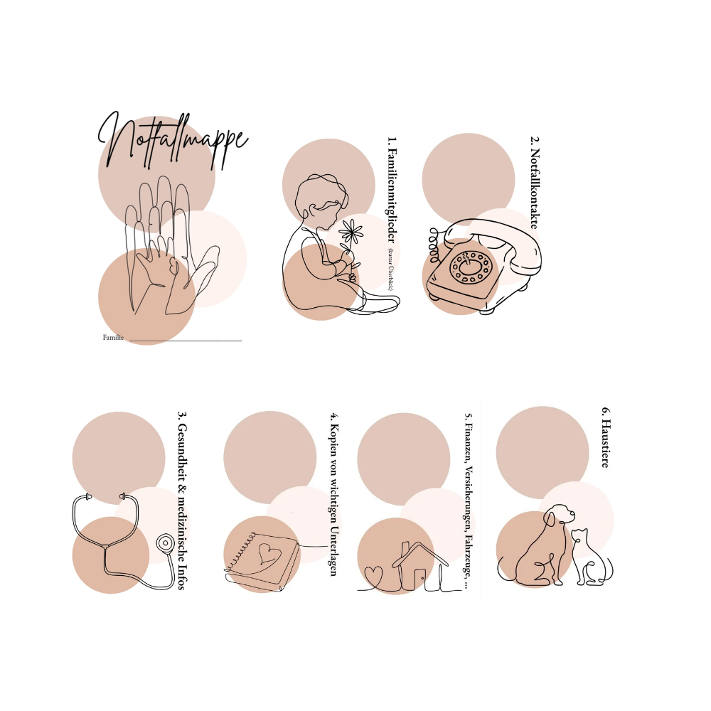 Notfallmappe Familie für bis zu 8 Personen – Vorsorge-Set oder Einleger